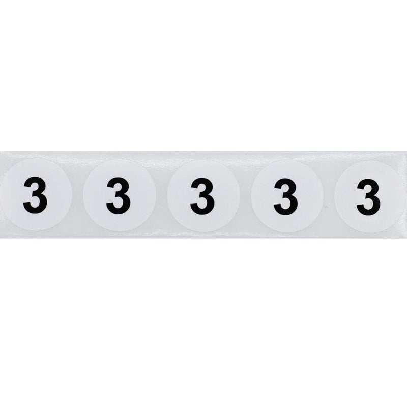 InStockLabels.com White with Black Number 3 Circle Dot Stickers, 3/4 Inch Round, 500 Labels on a Roll - Image 2